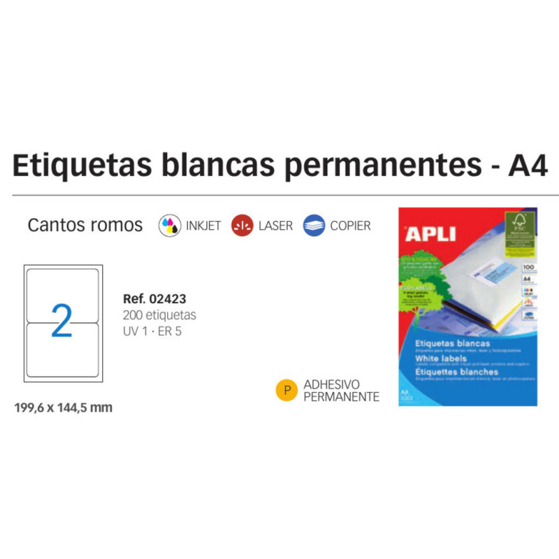 ETIQUETAS APLI I/L/C A-4 ROMO 199.6*144.5 100H 02423