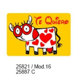ETIQUETAS FELICIDADES ARGU VACA TE QUIERO 250U. 25821 ^