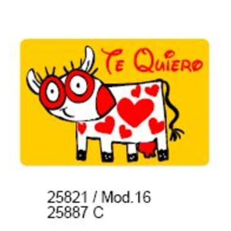 ETIQUETAS FELICIDADES ARGU VACA TE QUIERO 250U. 25821 ^