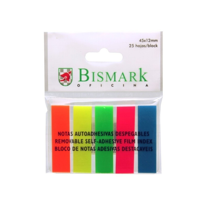 BANDERITA BISMARK 12*45MM 5 COLORES PP FLUOR POESSA 318276