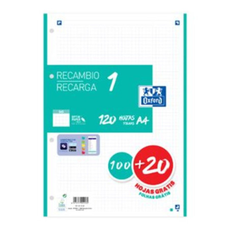 RECAMBIO ENRI OXFORD A-4 4TAL 100H+20H CLASSIC RECAMBIO 1 COLOR VERDE MENTA 400158057