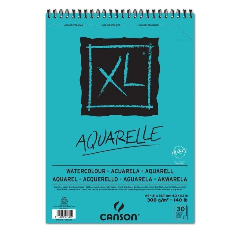 BLOC DIBUJO CANSON XL ESPIRAL AQUARELLE 300G A-4 BLOC 30H 400039170