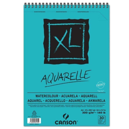 BLOC DIBUJO CANSON XL ESPIRAL AQUARELLE 300G A-4 BLOC 30H 400039170