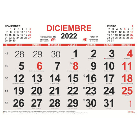 CALENDARIO MYRGA22 2022 43*31CM FALDILLA 1594