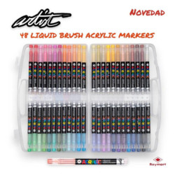 ROTULADOR ACRILICO PINCEL ALEX BOG LIQUID BRUSH MALETA REGALO 48 COLORES AB-0667