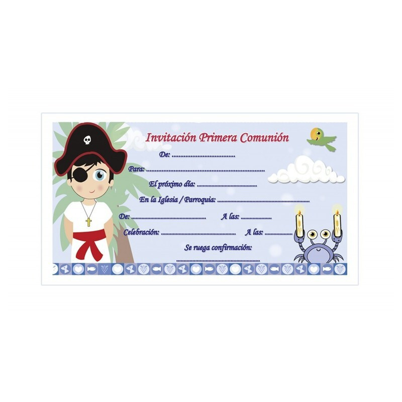 TARJETA INVITACION COMUNION ARGU NIÑO PIRATA AZUL 40025 ^