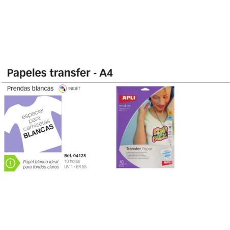 PAPEL APLI HOBBY LINE TRANSFER CAMISETA BLANCA 10H    4128