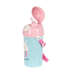 BOTELLA 500ML APERTURA AUTOM. CON PAJITA GLOWLAB KIDS "NUBE" 312223899 19,5*7,3 SAFTA22