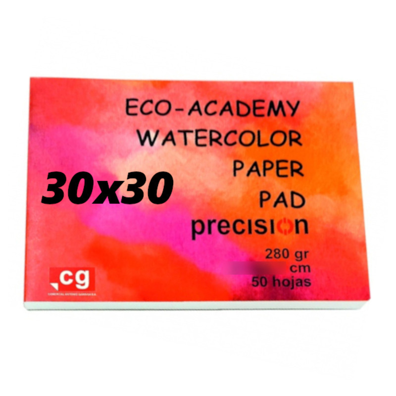 PAPEL PRECISION ECO-ACADEMY ACUARELA CUADRADO 30*30 280G BLOC 50H