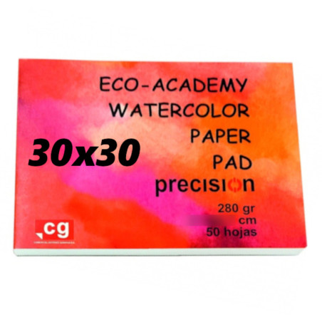 PAPEL PRECISION ECO-ACADEMY ACUARELA CUADRADO 30*30 280G BLOC 50H