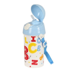 BOTELLA 500ML APERTURA AUTOM. CON PAJITA SAFTA PREESCOLAR "ALPHABET" 312287899 19,5*7,3 SAFTA22