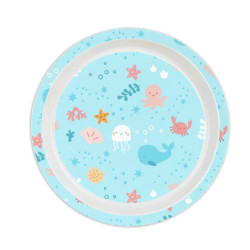 SET DE PLATOS Y CUBIERTOS PREESCOLAR "BALLENITA" SAFTA22 VAC 342289933