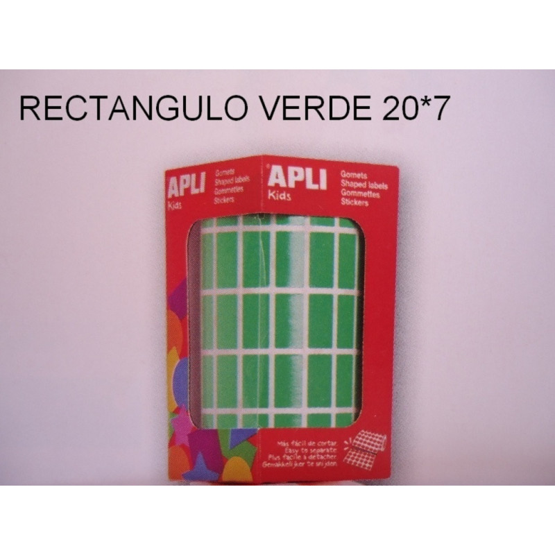 ETIQUETAS APLI GOMETS ROLLO RECTANGULO VERDE 20*7 4882
