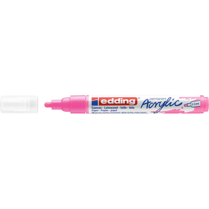 MARCADOR EDDING N.º 5100 ACRILICO 2-3 MM ROSA NEON COLOR 69 UNIDAD