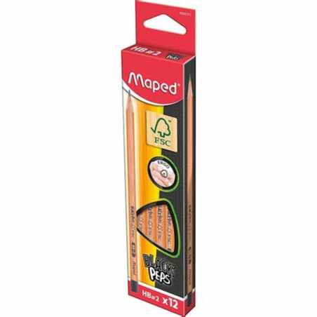 LAPIZ MAPED TRIANGULAR MADERA HB BLACK PEPS CERTIFICADO FSC 850021FC DOCENA