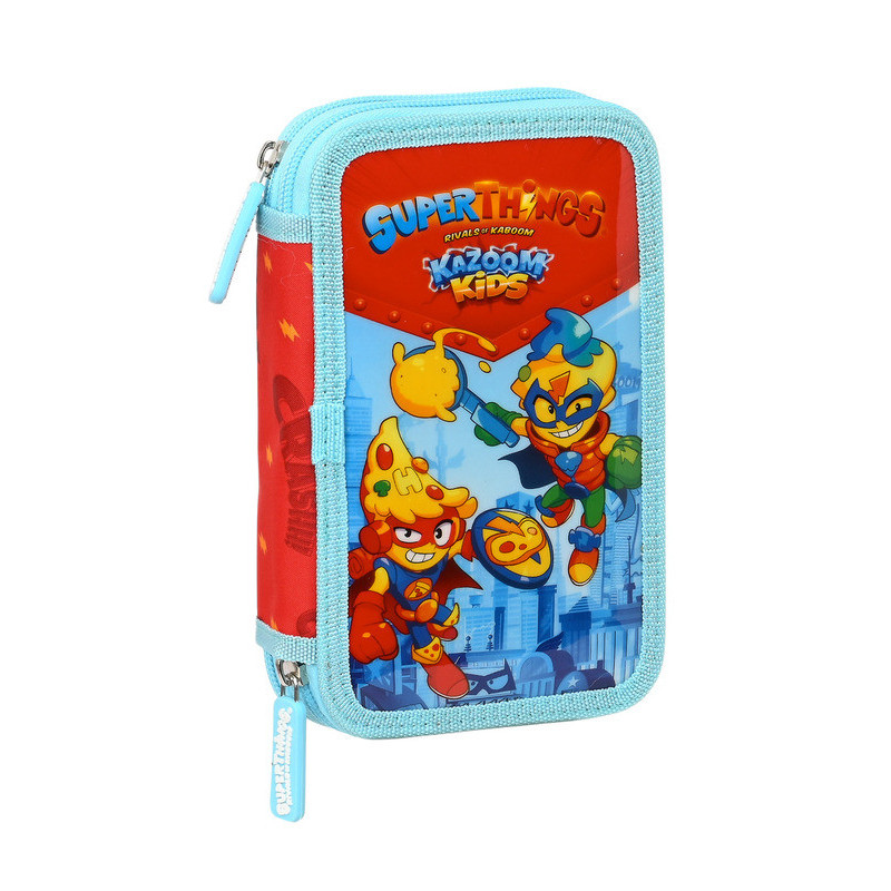 ESTUCHE CREMA DOBLE PEQ 28 PCS SUPERTHINGS "KAZOOM KIDS" 412276854 19,5*12,5 SAFTA22