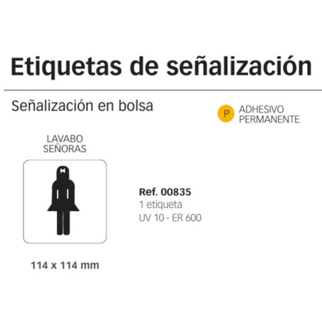 LETRERO APLI SEÑALIZACION ADHESIVO SERVICIO SEÑORAS 835