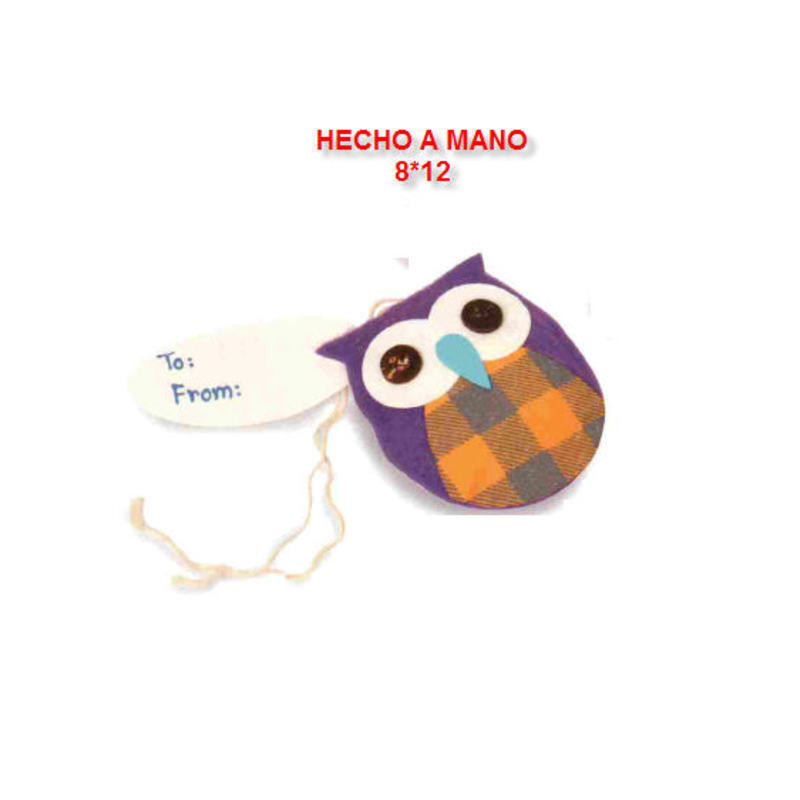 ETIQUETAS FELICIDADES PRYSE FIELTRO BUHO LILA 8000831 ^