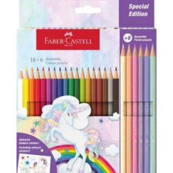 LAPIZ FABER-CASTELL 18+6 COLORES CAJA CARTON UNICORNIO 111221