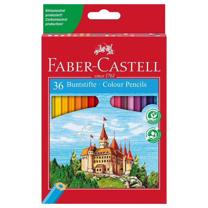 LAPIZ FABER-CASTELL COLOR ESCOLAR 36 COLORES CAJA CARTON 120136