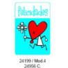 ETIQUETAS FELICIDADES ARGU METALIZADAS CORAZON 250U. MOD  4 ^
