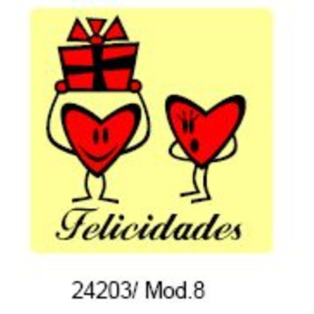 ETIQUETAS FELICIDADES ARGU METALIZADA FELICIDADES 250U .MOD 8 ^