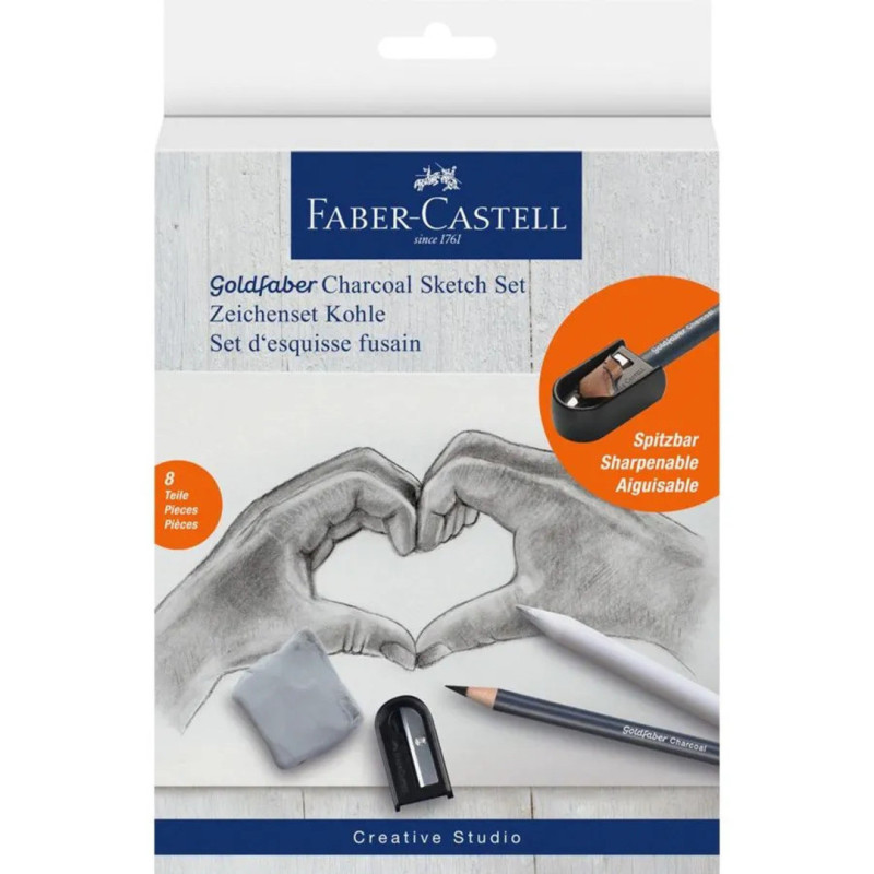 JUEGO FABER-CASTELL CREATIVE STUDIO CHARCOAL SKETCH SET 114006 8 PIEZAS