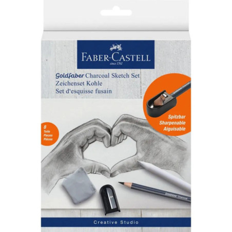 JUEGO FABER-CASTELL CREATIVE STUDIO CHARCOAL SKETCH SET 114006 8 PIEZAS