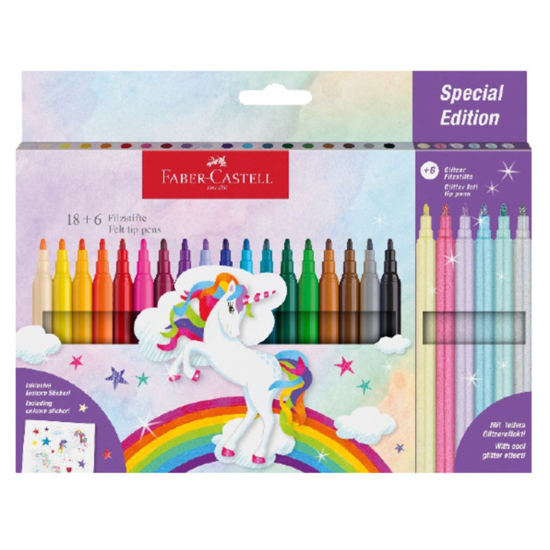 ROTULADOR FABER-CASTELL 18+6 COLORES CAJA CARTON UNICORNIO 554221