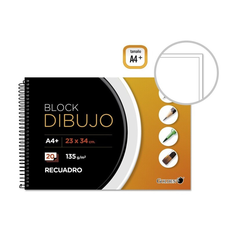 BLOC DIBUJO ESPIRAL A4+ 23*34 135G GOLDEN C/RECUADRO 321537 POESSA UNIDAD