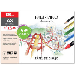 LAMINAS DIBUJO A3 130G 10HJ + 5 GRATIS GRANO NAT.ESCUELA FABRIANO