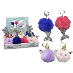 LLAVERO POESSA PELUCHE POMPOM UNICORNIO Y SIRENA 326743 UNIDAD