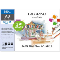 LAMINAS DIBUJO A3+ 350G 6HJ+2 GRATIS TEMPERA/ACUARELA FABRIANO