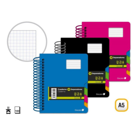 CUADERNO INDICE TAPA PLASTICO A-5 INGRAF OFICCE 3 COLORES 328479 POESSA