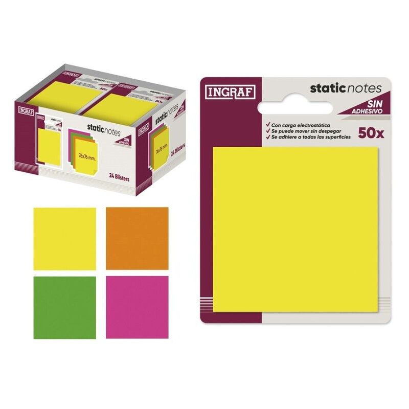 BLOC NOTAS ADHESIVO ELECTROESTATICO INGRAF OFFICE 4 COLORES SURTIDOS UNIDAD POESSA 329114 (24)