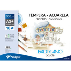 BLOC DIBUJO A3+ 350G 6HJ TEMPERA/ACUARELA FABRIANO