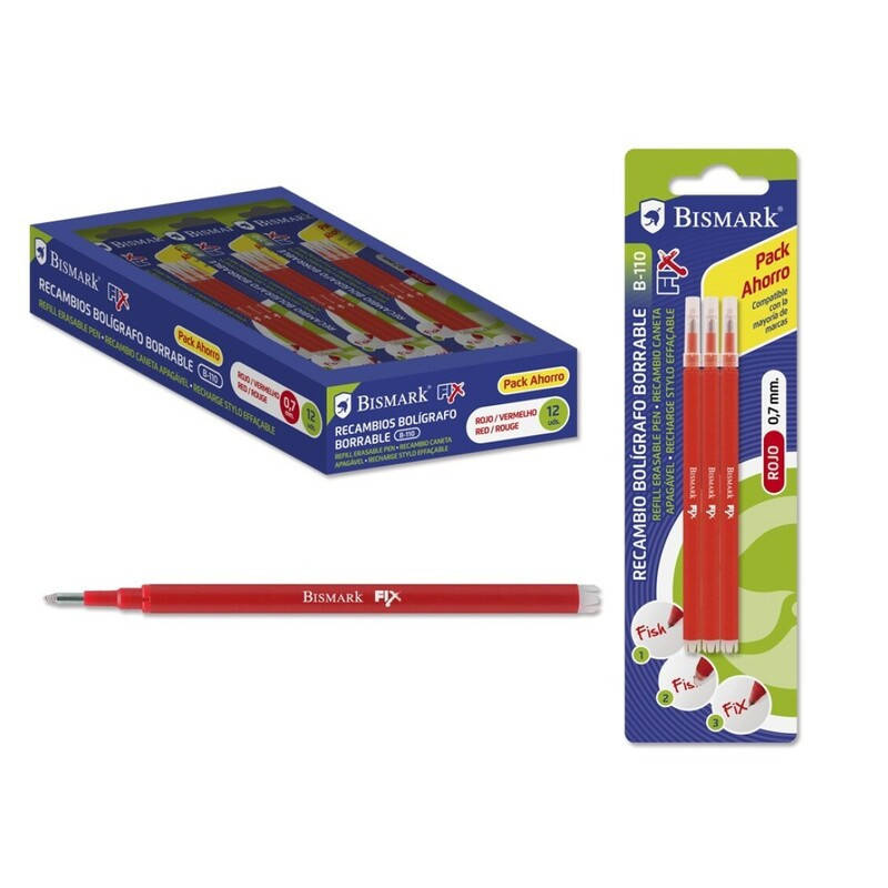 RECAMBIO BOLIGRAFO BORRABLE FRIXION BISMARK ROJO BLISTER 3U 327534 POESSA