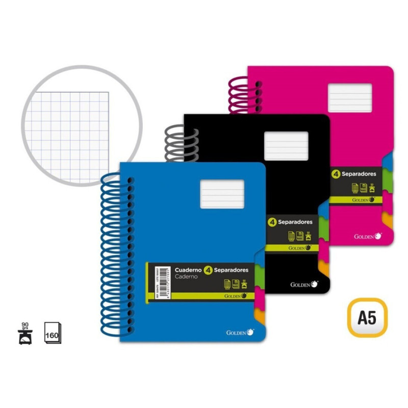 CUADERNO INDICE TAPA PLASTICO A-5 INGRAF OFICCE 3 COLORES 328479 POESSA