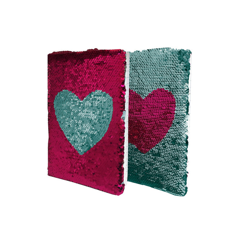 CUADERNO A5 80H DMM TAPA LENTEJUELAS VERDE ROSA DMM0053 VR