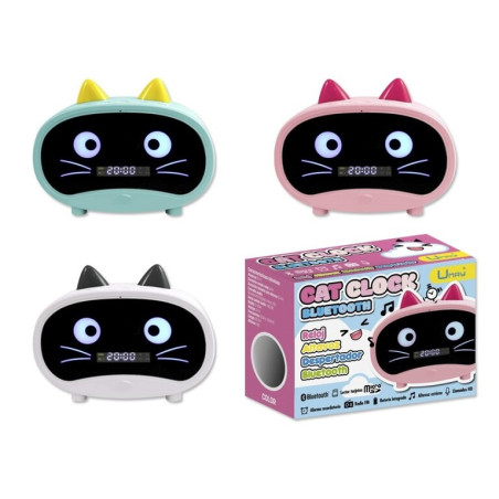 RELOJ DESPERTADOR - ALTAVOZ BLUETOOTH GATITO POESSA 3 COLORES 330661