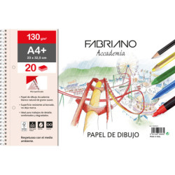 BLOC ESPIRAL PAPEL DIBUJO BLANCO 130 G. 23 X 32.5 FSC™  2 AGUJ-20 H