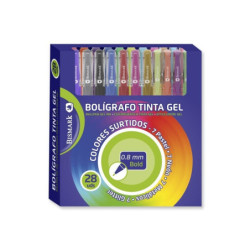 BOLIGRAFO GEL BISMARK SET 28 COLORES PASTEL/METAL/NEON/GLITTER 330831 POESSA