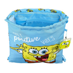 SACO PLANO JUNIOR BOB ESPONJA "POSITIVE VIBES" 612191855 34*26 SAFTA22