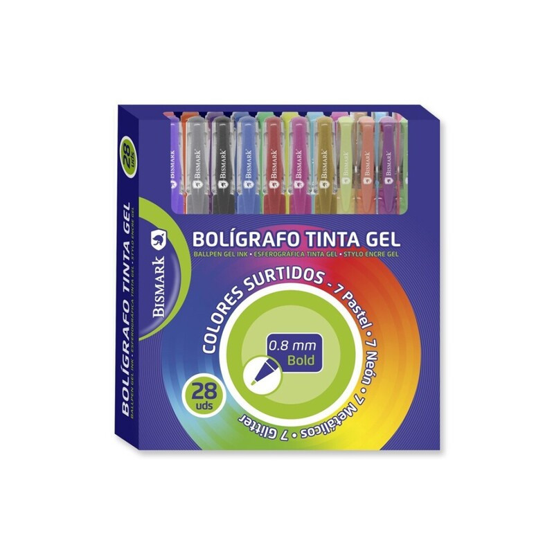 BOLIGRAFO GEL BISMARK SET 28 COLORES PASTEL/METAL/NEON/GLITTER 330831 POESSA