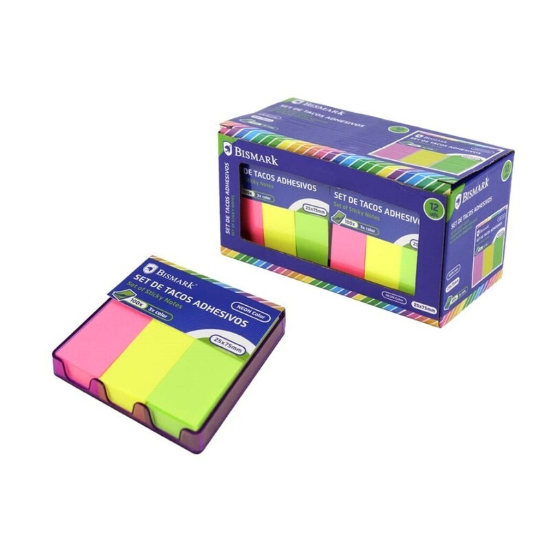 NOTAS ADHESIVA BISMARK SET 3U 25*75 COLORES FLUOR 331450 POESSA