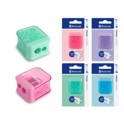 SACAPUNTAS DEPOSITO DOBLE USO C/JUEGO LABERINTO BOLAS COLORES PASTEL POESSA 332331 UNIDAD