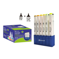 ROTULADOR BISMARK DOBLE PUNTA PINCEL FINELINER 12OLORES C/SOPORTE 331978POESSA