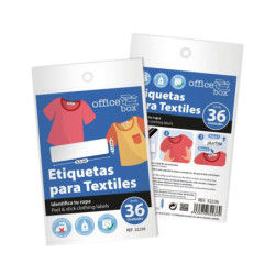 ETIQUETAS PARA TEXTILER OFFICE BOX SIN PLANCHA ADHESIVAS BLISTER 36U 32236