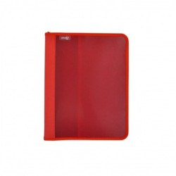 CARPETA 4A 25 CREMALLERA OFFICEBOX PP BORDE TELA SUPRA ROJO UNIDAD 574