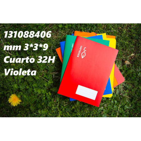 LIBRETA GRAPADA CUARTO 32 HOJAS 70 GR MM 3*3*9 VIOLETA 131088406 ESCOLOFI (10)